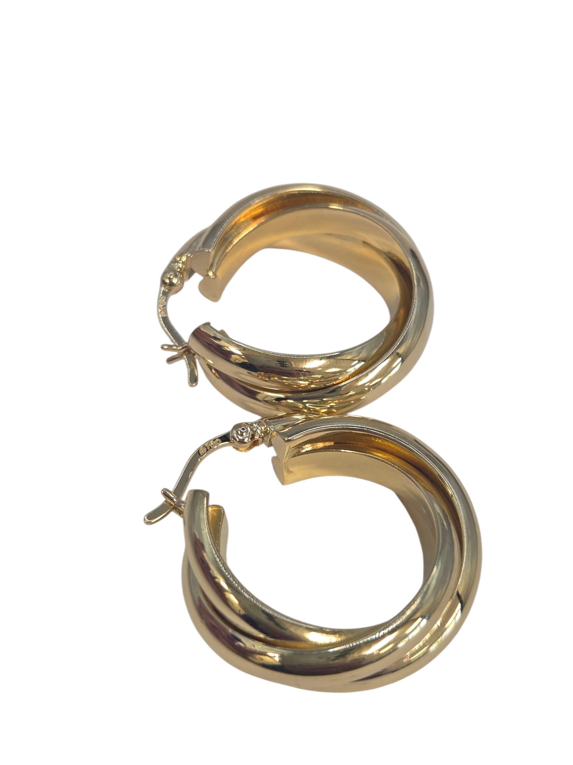 Orecchini a cerchio a cerchi sovrapposti in oro giallo 18K #23540 in vendita 1