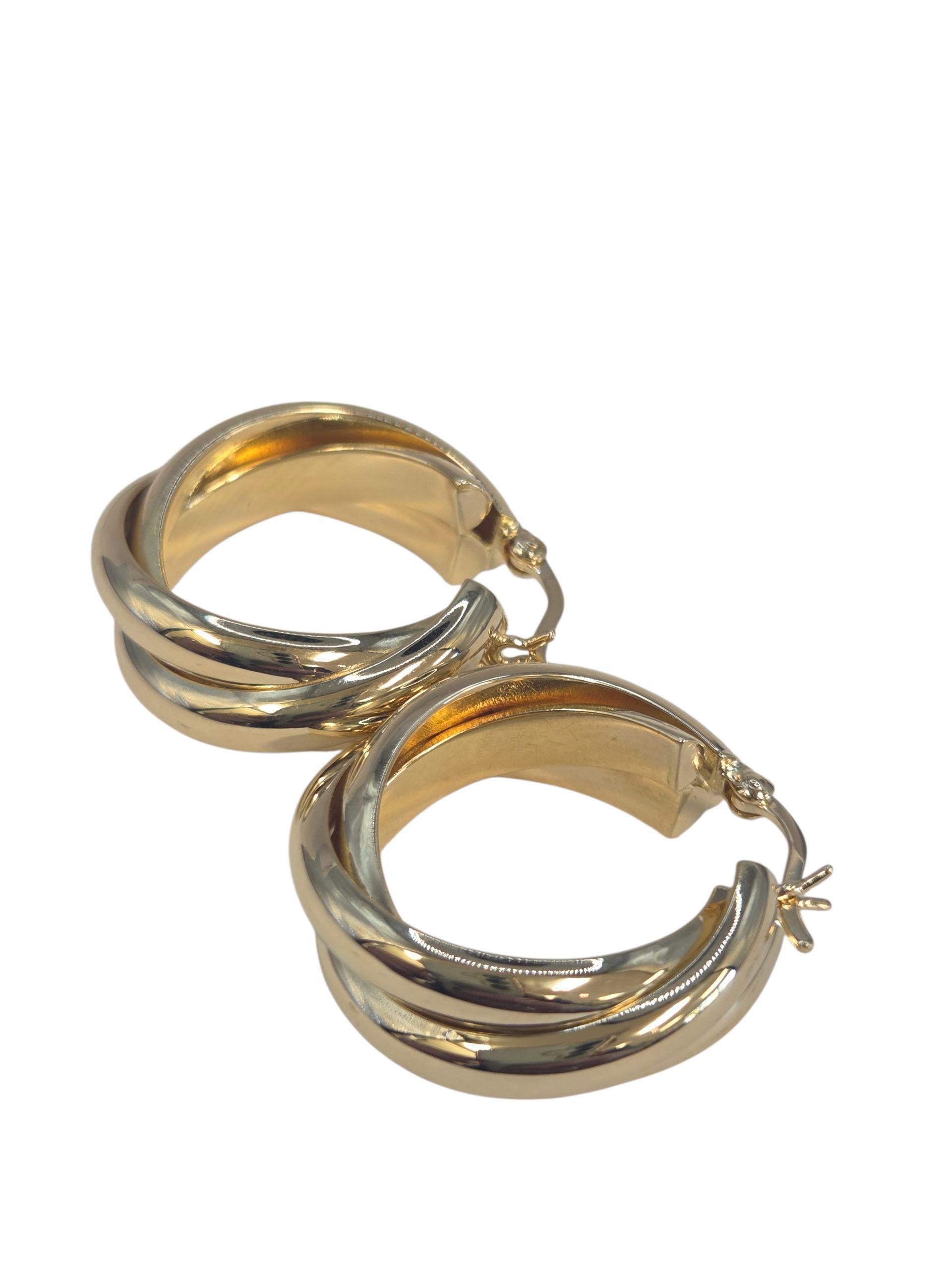 Orecchini a cerchio a cerchi sovrapposti in oro giallo 18K #23540 in vendita 2