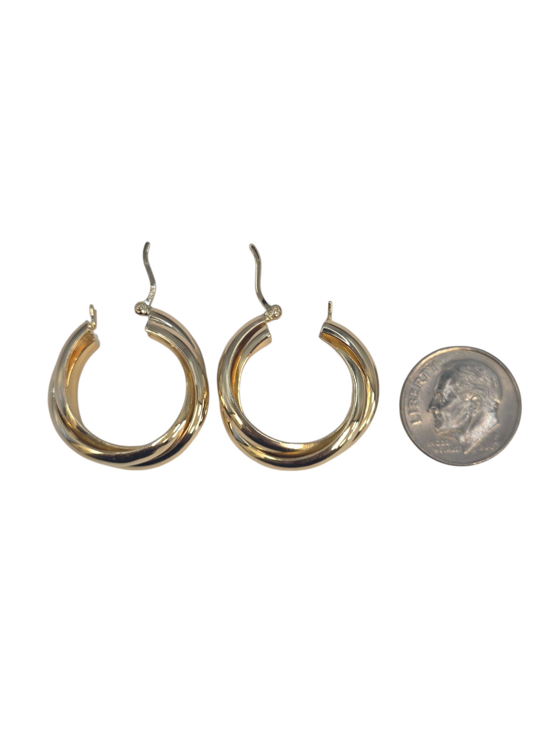 Orecchini a cerchio a cerchi sovrapposti in oro giallo 18K #23540 in vendita 3