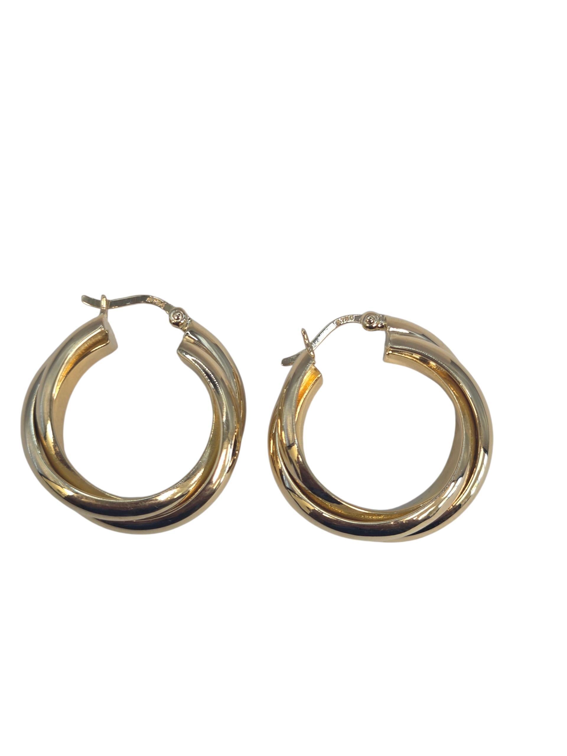 Orecchini a cerchio a cerchi sovrapposti in oro giallo 18K #23540