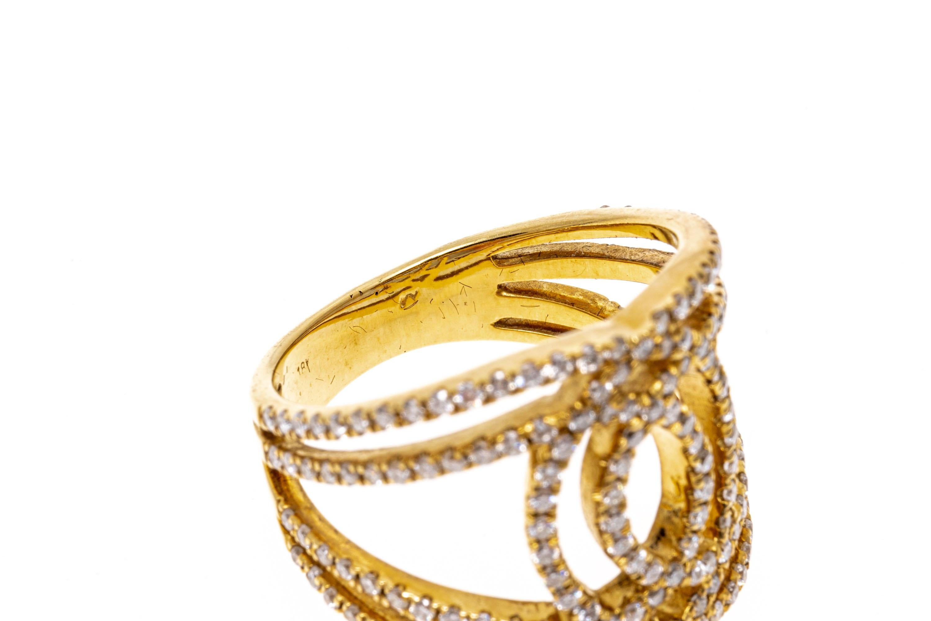 18k Gelbgold Überlappender offener Diamantring (Zeitgenössisch) im Angebot