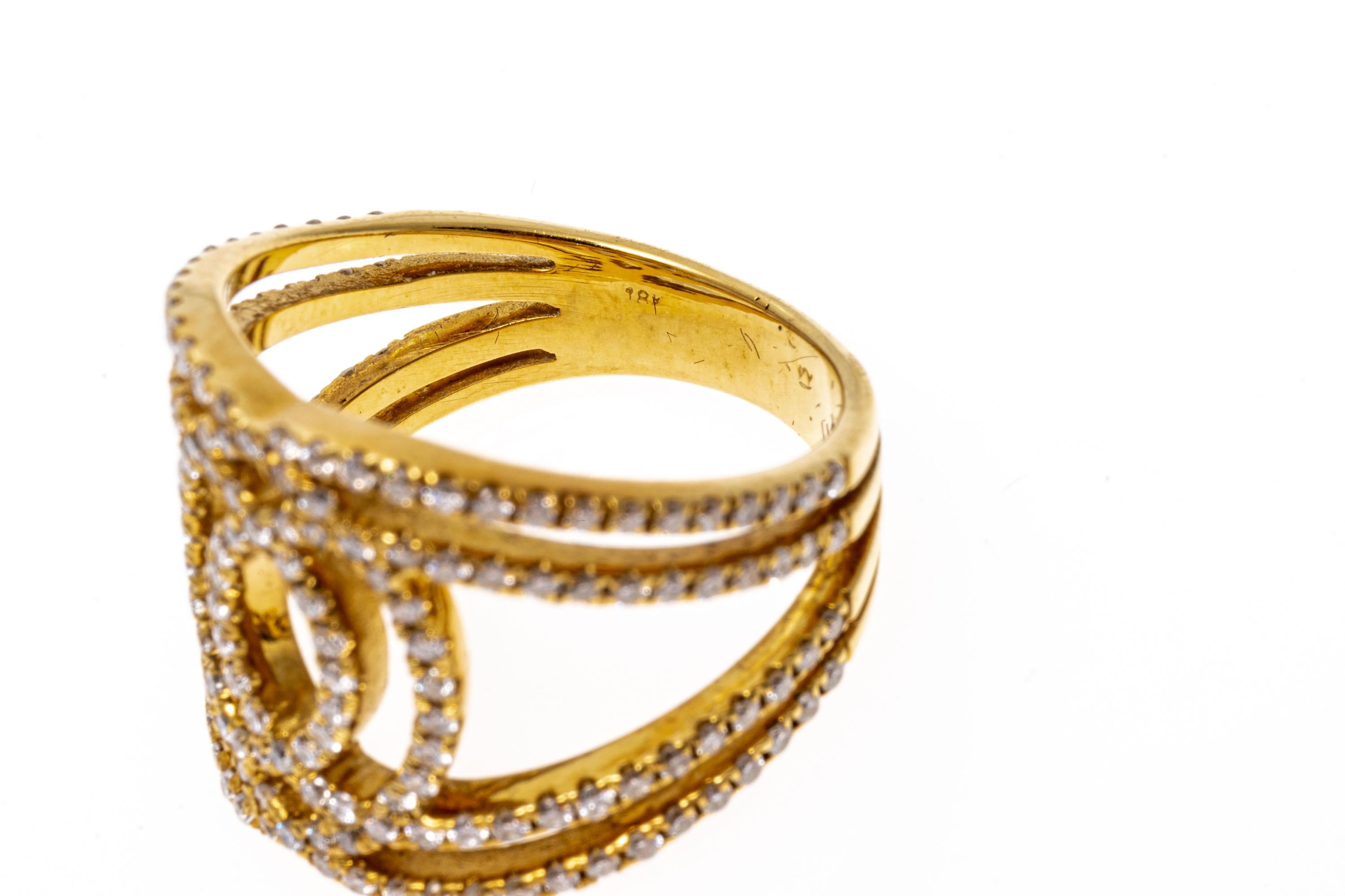 18k Gelbgold Überlappender offener Diamantring Damen im Angebot