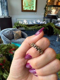 18K Yellow Gold / Oxidized Silver Round Brilliant Cut Diamond Cluster Ring