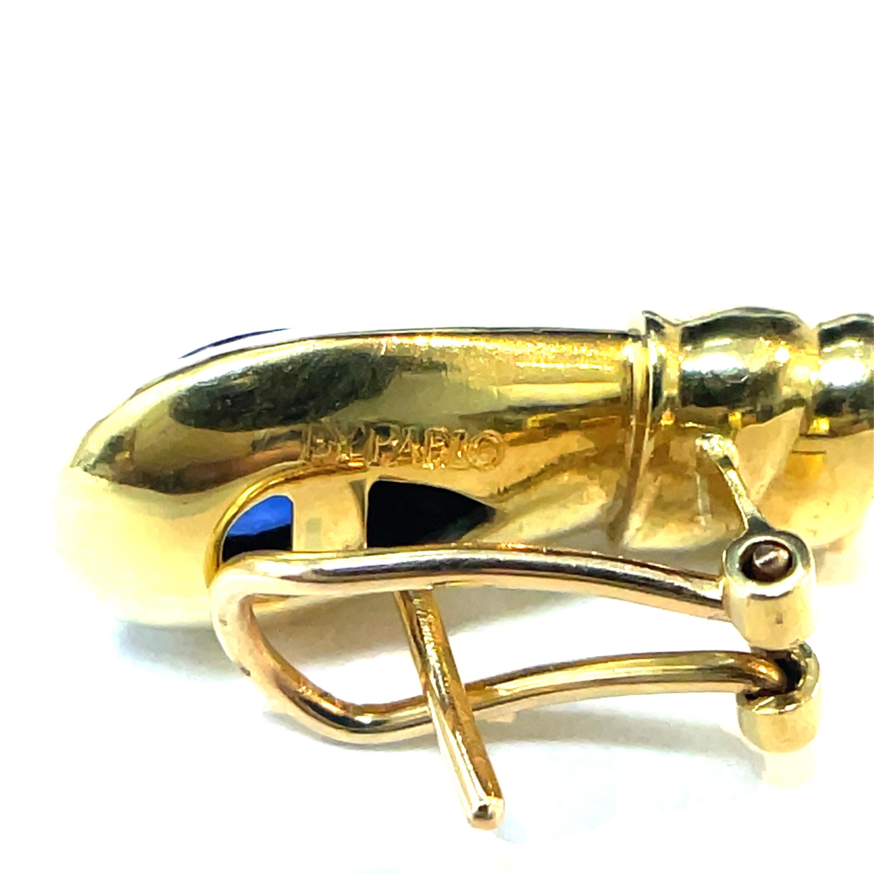 Boucles d'oreilles Pablo en or jaune 18k avec diamants et saphirs Unisexe en vente