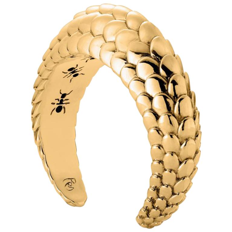 18K Yellow Gold Pangolin Haka Cuff Bracelet For Sale at 1stdibs