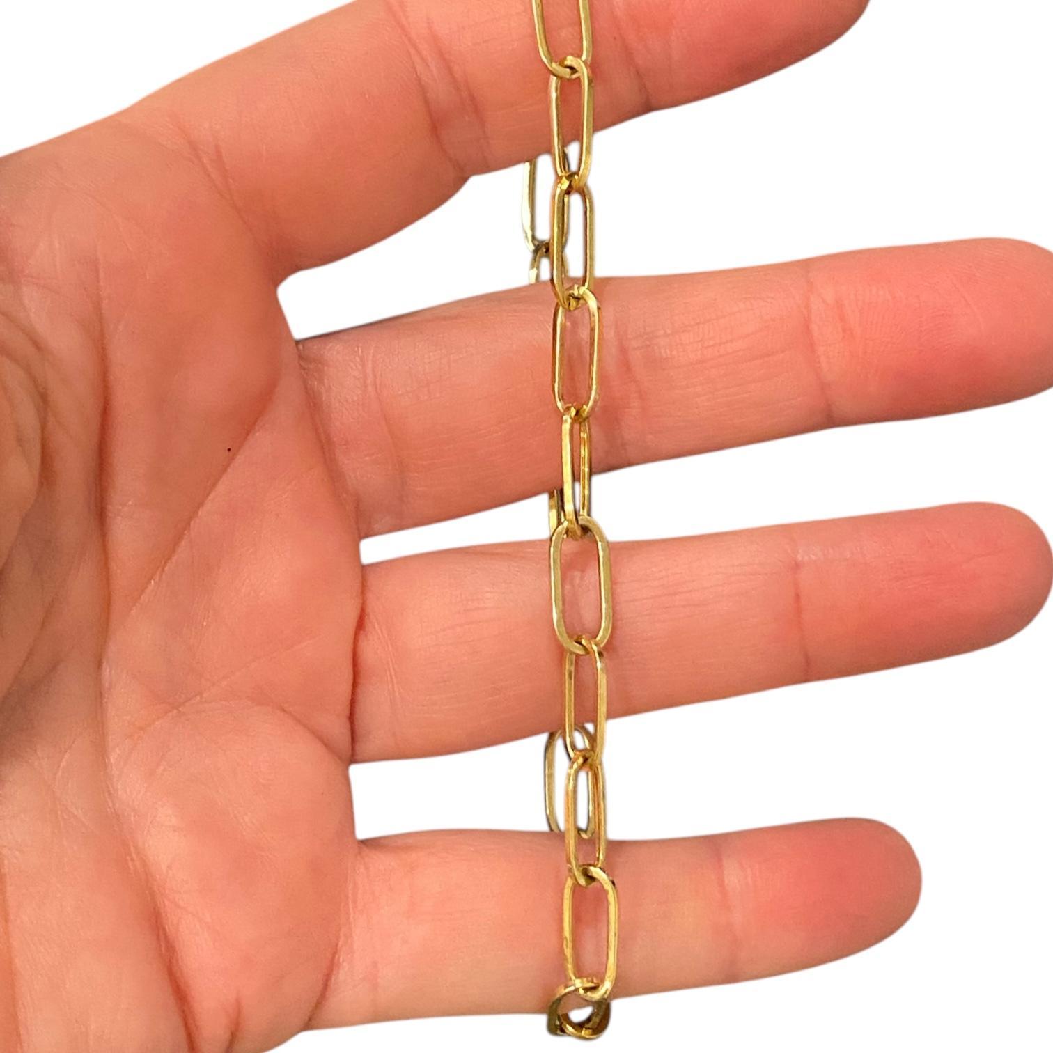Bracelet chaîne Paperclip en or jaune 18 carats Bon état à Henderson, NV