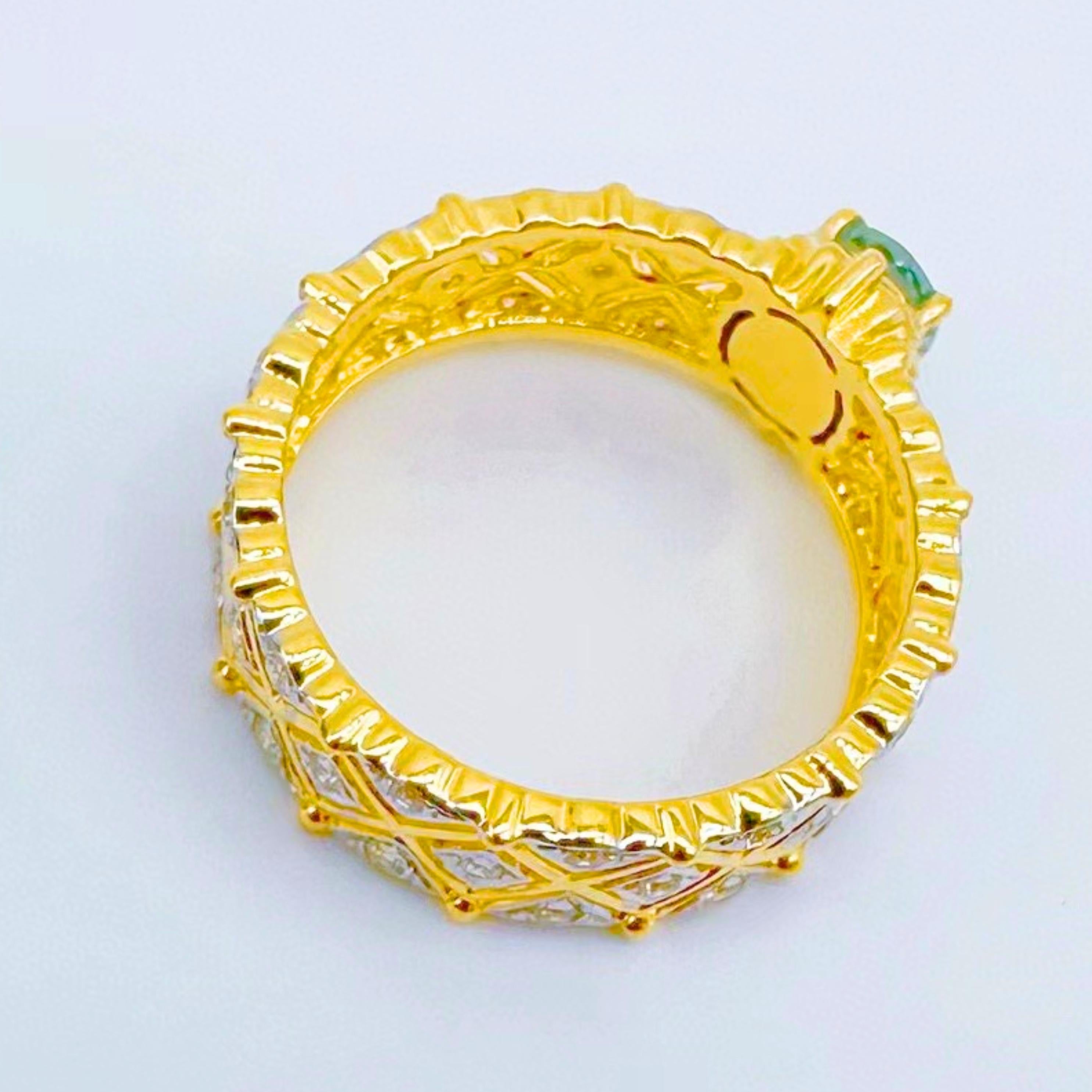 Cushion Cut 18K Yellow Gold Paraiba Tourmaline Ring with Diamonds For Sale