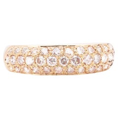 Bague en or jaune 18 carats avec pavé de diamants naturels de 0,57 carat au total