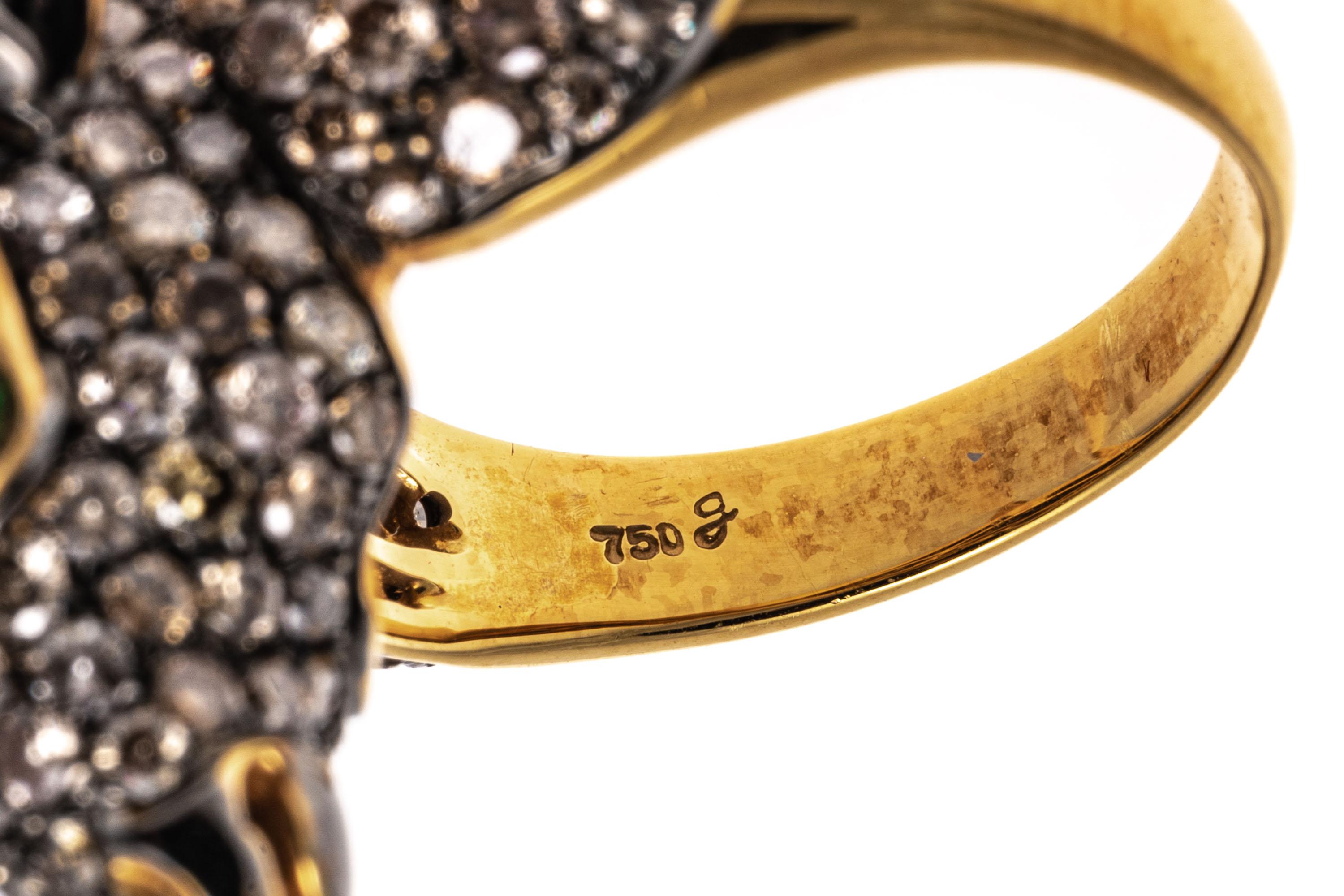 Women's 18k Yellow Gold Pave Cognac Diamond Moose Head Ring, App. 2.08 TCW For Sale