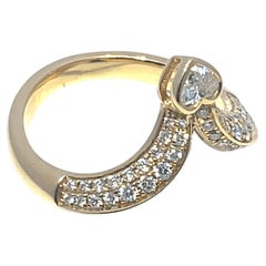 Anillo Bypass de Diamantes Pave de Oro Amarillo de 18k