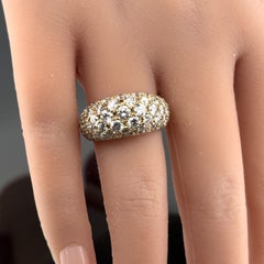 Bague cocktail en or jaune 18K avec pavé de diamants, 3,88 CTW