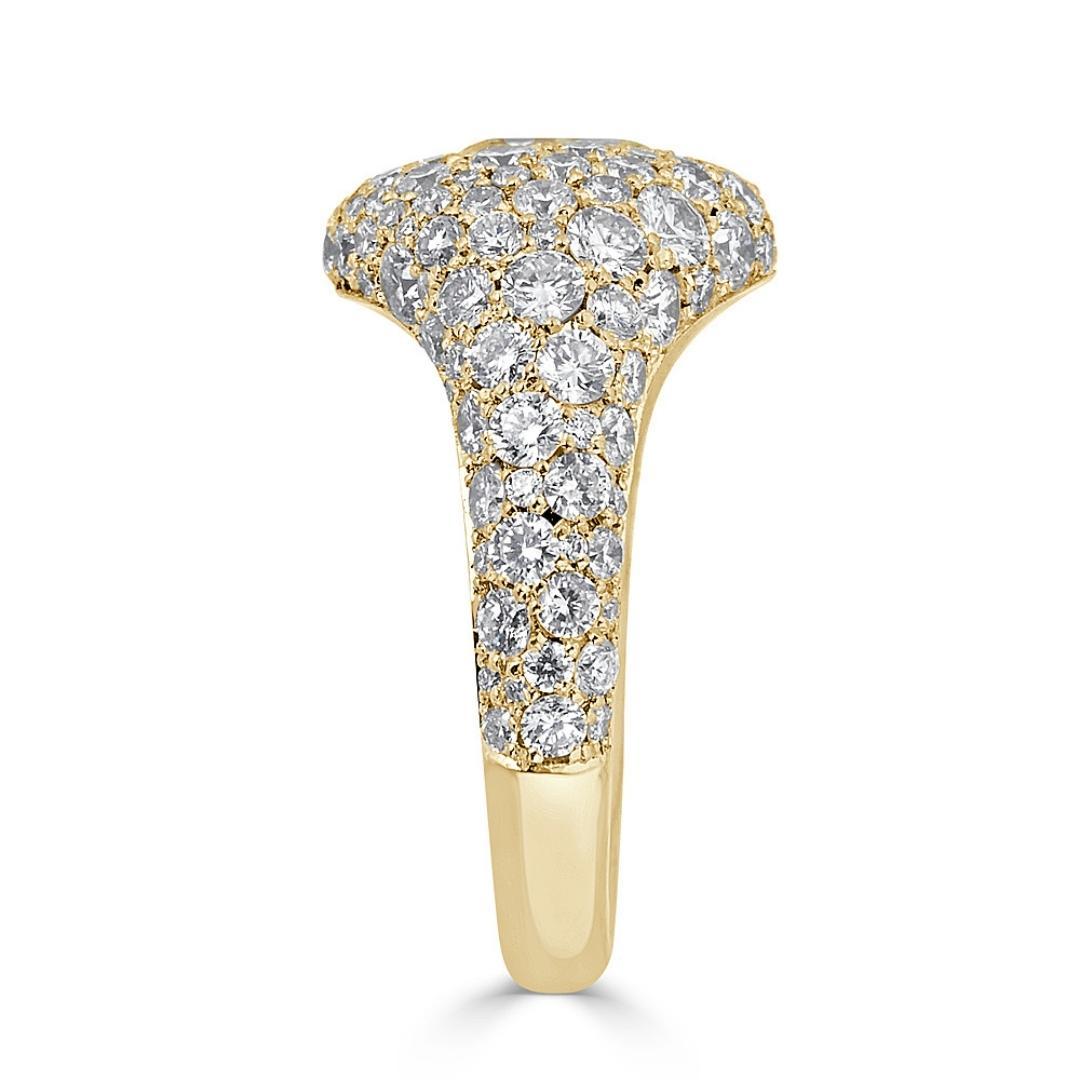 18 Karat Gelbgold Pavé-Diamant gewölbter Ring (Moderne) im Angebot