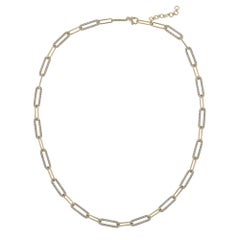 18K Yellow Gold Pave' Diamond Paper Clip Necklace, 2.56ct.
