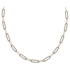 18K Yellow Gold Pave' Diamond Paper Clip Necklace, 2.56ct.