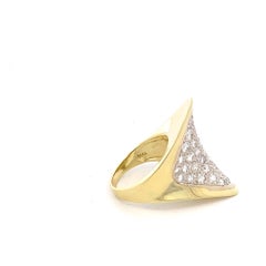 18K Yellow Gold Pave Diamond Saddle Ring, 2.00 Carats