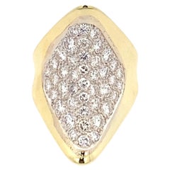 18K Yellow Gold Pave Diamond Saddle Ring, 2.00 Carats