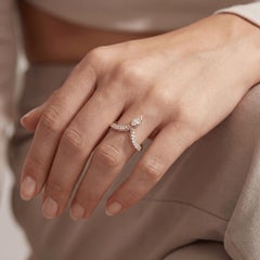 18k Yellow Gold Pave Diamond Snake Bypass Ring