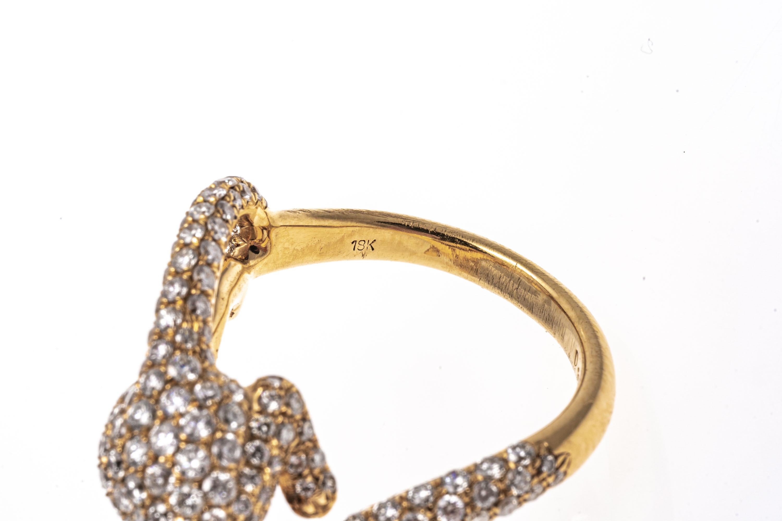 18k Yellow Gold Pave Diamond Stalking Panther Ring, 3.96 TCW For Sale 1
