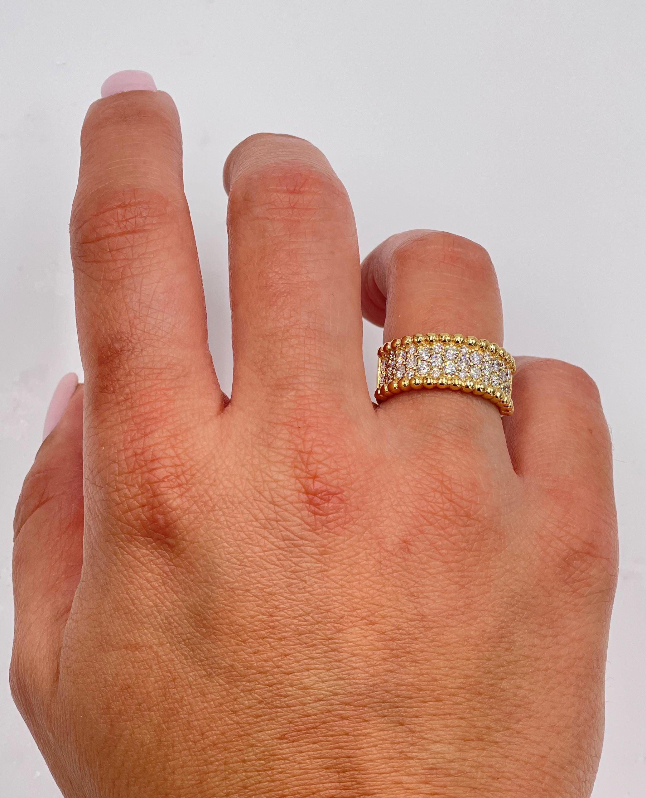Round Cut 18K Yellow Gold Pave Ring