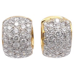 18K Yellow Gold Pave Round Diamond 1.54ct Huggie Earrings