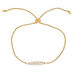 18K Yellow Gold Pave Round Diamond Adjustable Bracelet