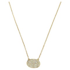 18K Yellow Gold Pave Set Oval Diamond Necklace