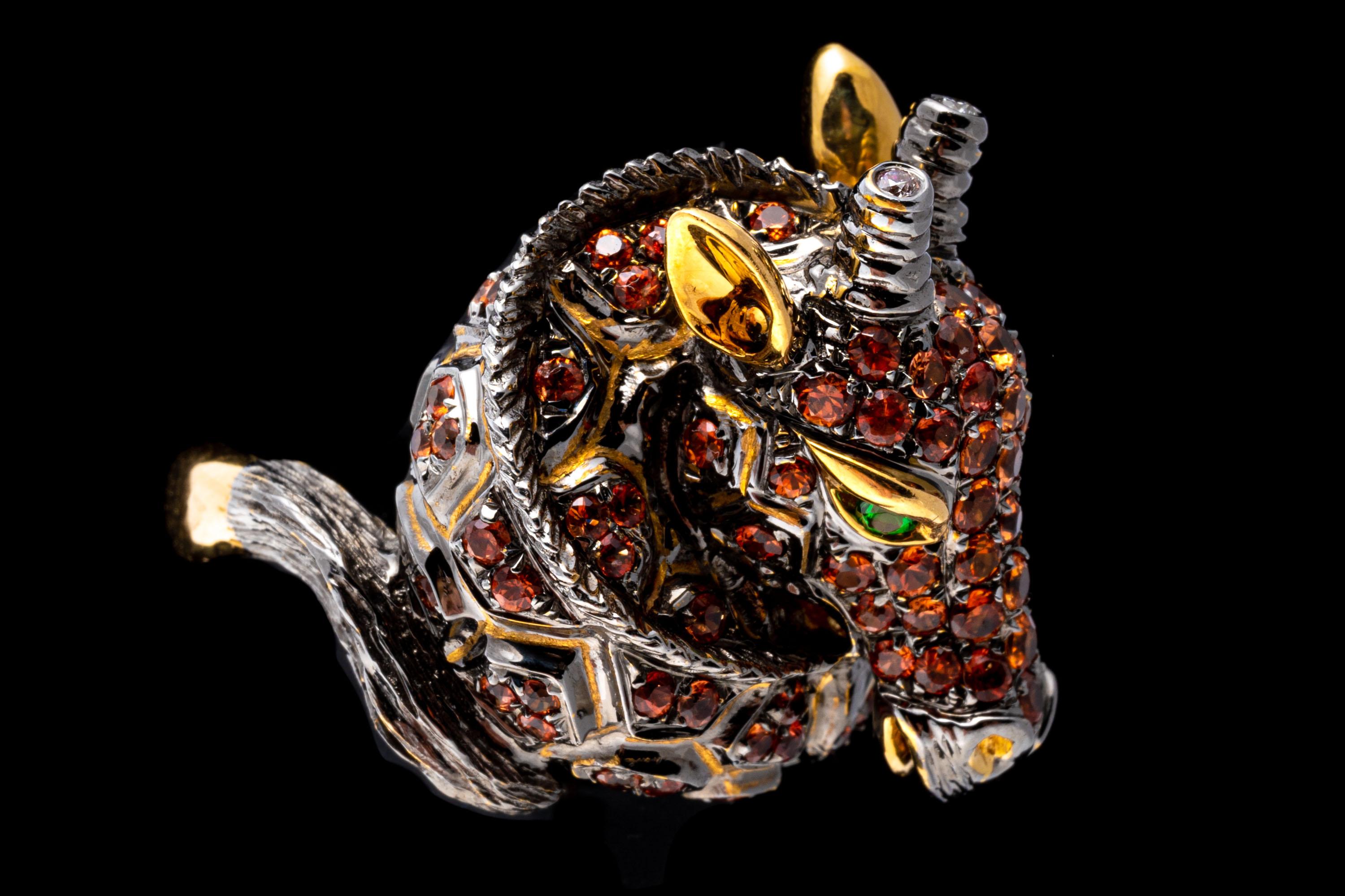 18k Yellow Gold Pave Set Topaz Patterned Figural Giraffe Ring For Sale 6