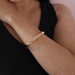 18K Yellow Gold Pave SI/H Diamond Accents Geometric Bangle Bracelet