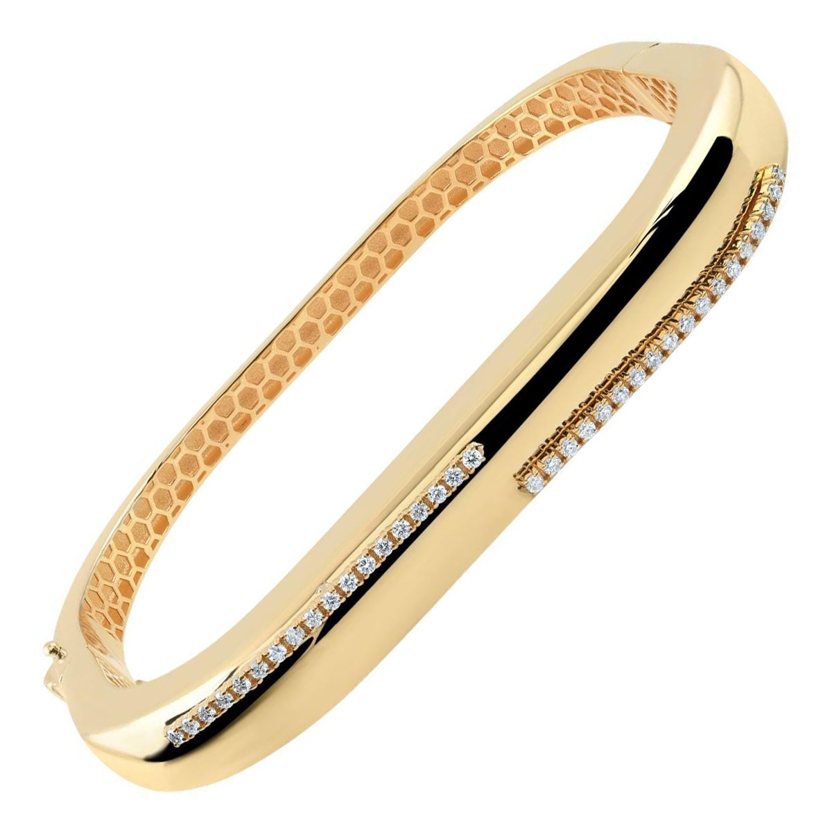 Bracciale geometrico in oro giallo 18K con accenti di diamanti e pave SI/H