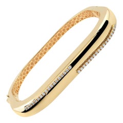 18K Yellow Gold Pave SI/H Diamond Accents Geometric Bangle Bracelet