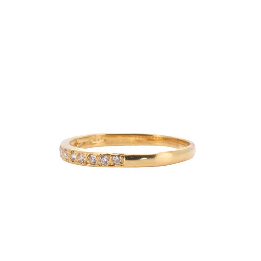 Women's 18k Yellow Gold Pave Thin Band Ring with 0.11 Carat of Natural Diamonds For Sale