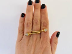 18 Karat Yellow Gold, Pave White Diamond Wrapped Spike Ring