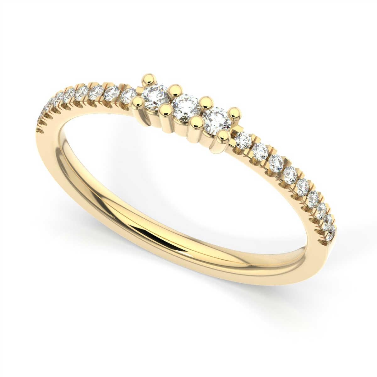 Round Cut 18 Karat Yellow Gold Paz Petite Diamond Ring '1/5 Carat' For Sale