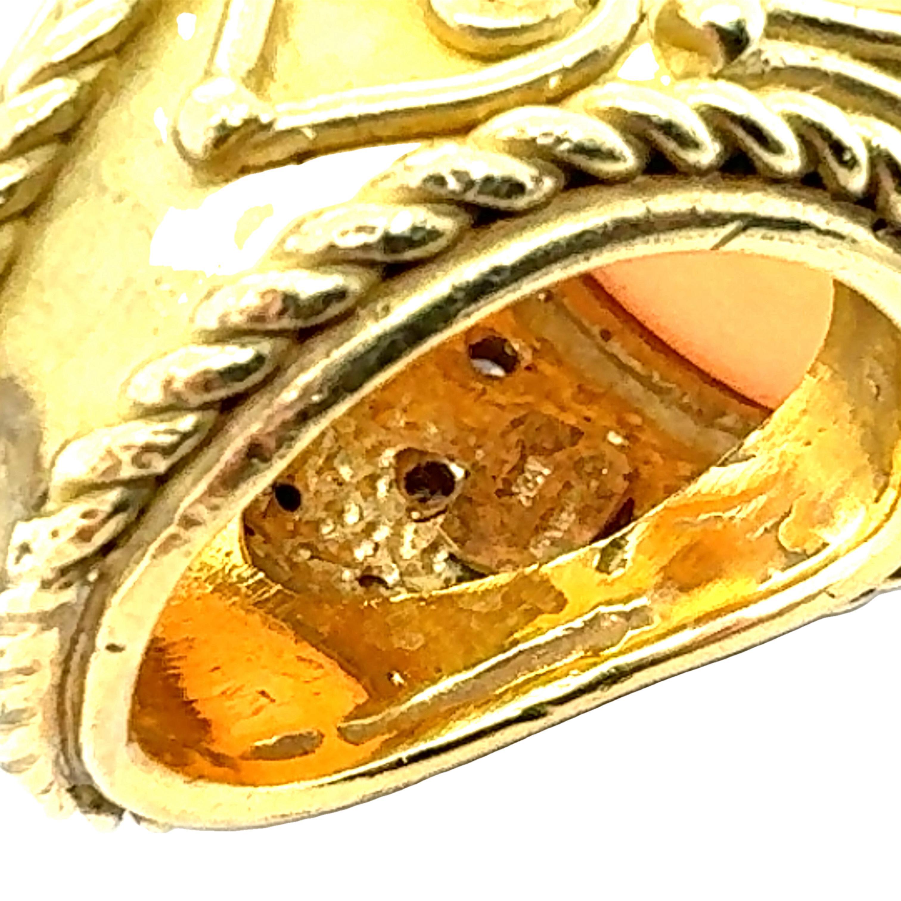 Women's 18k Yellow Gold Peach Moonstone and Diamond Ring