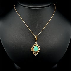 Collar Cadena Ajustable Oro Amarillo 18k Colgante Lágrima Diamante Ópalo Pera