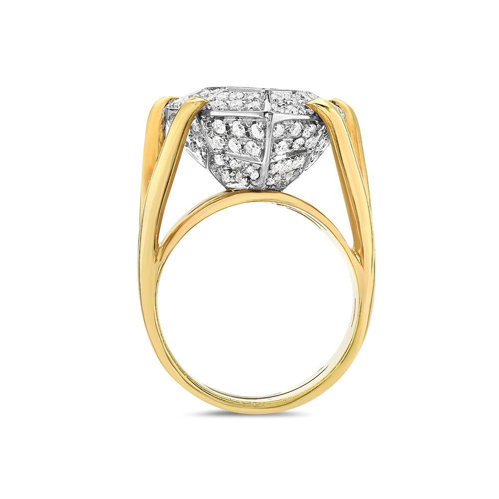 Contemporary 18K Yellow Gold Pear Pave Cocktail Ring For Sale