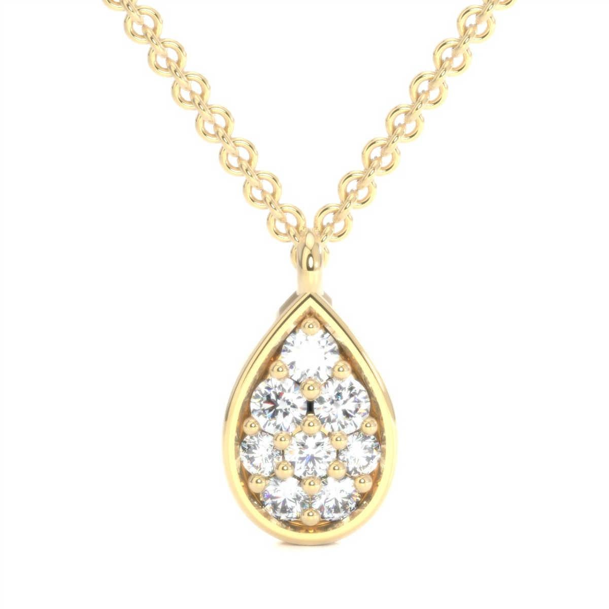pear shaped diamond necklace yellow gold