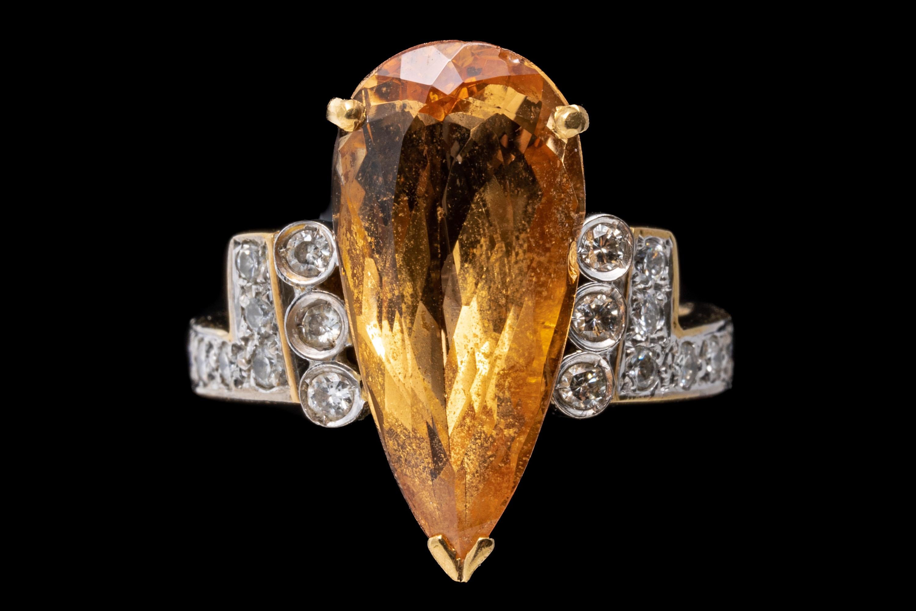 pear shaped yellow topaz ring
