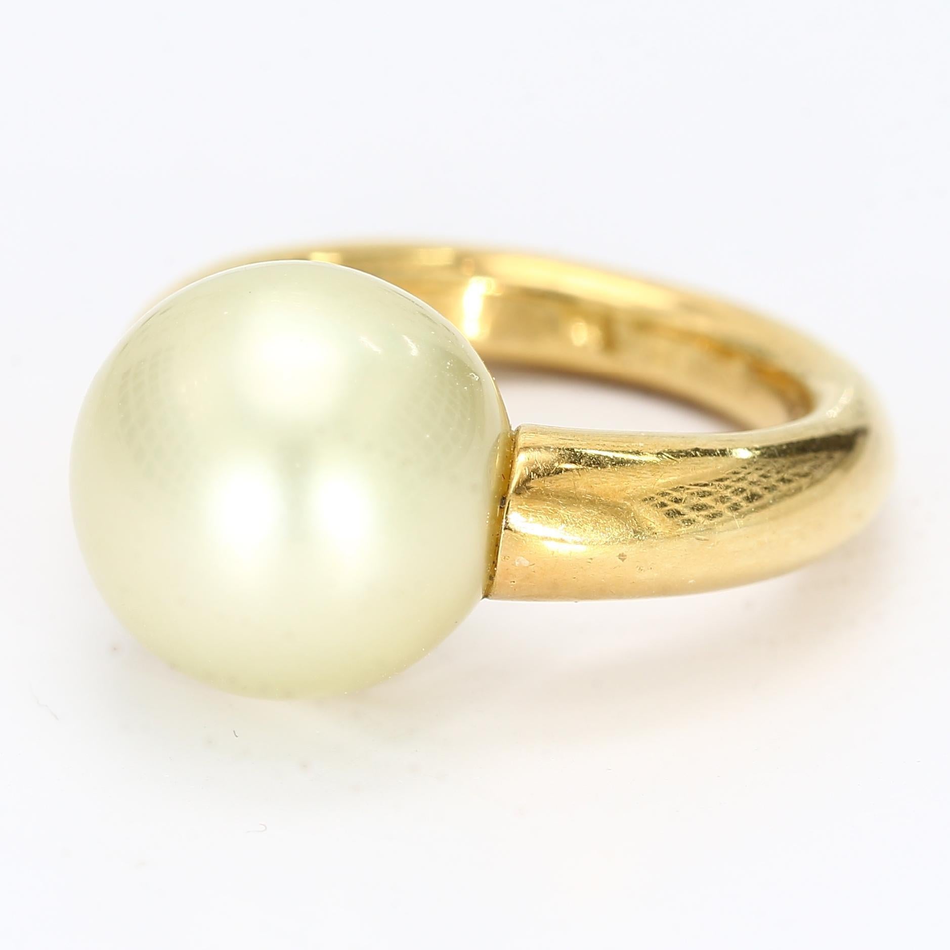 Bague cocktail en or jaune 18k avec perles - Taille 3.25 Bon état - En vente à Scottsdale, AZ