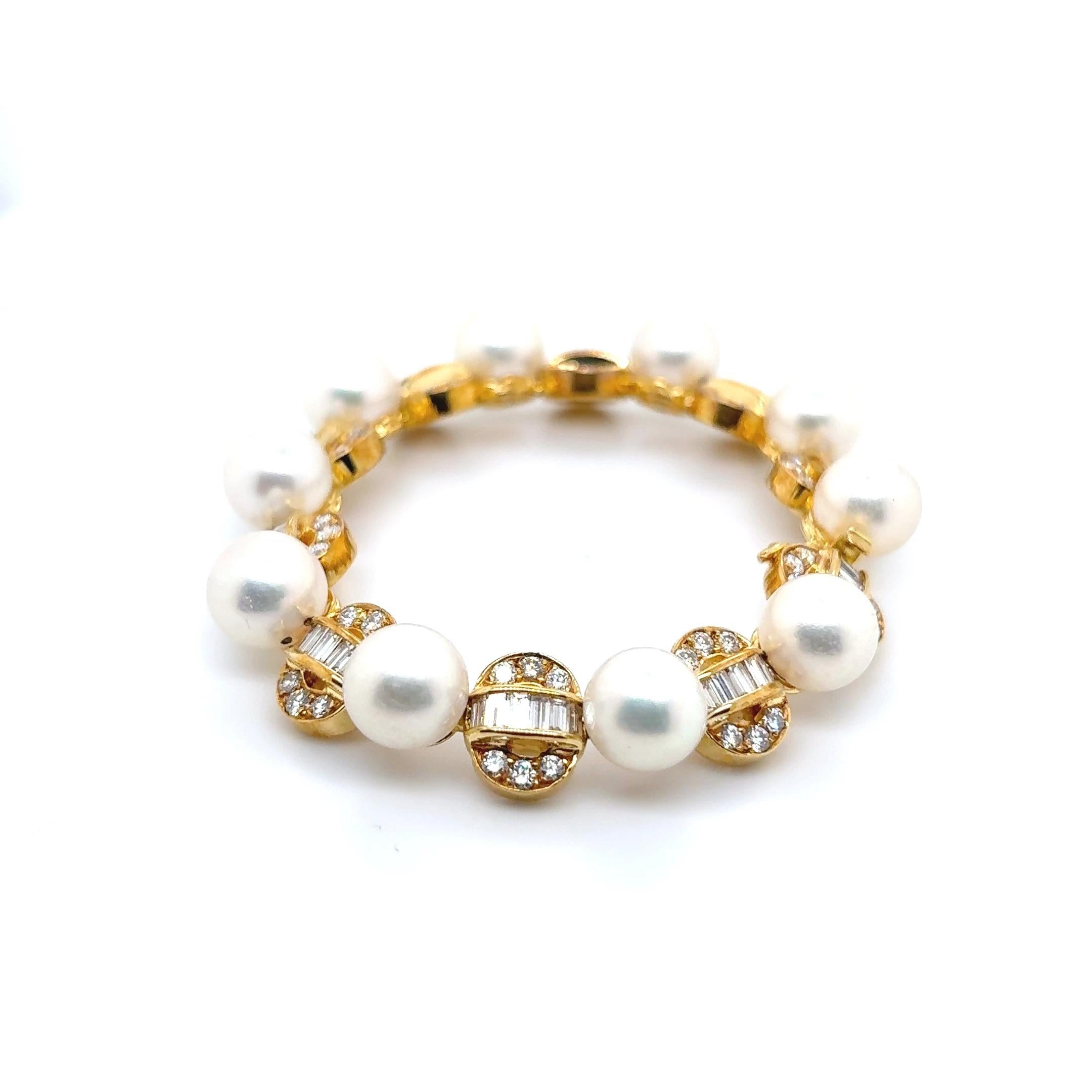 Pulsera Oro Amarillo 18k Perla Diamante Cts 5.87 en Nuevo estado para la venta en Hong Kong, HK