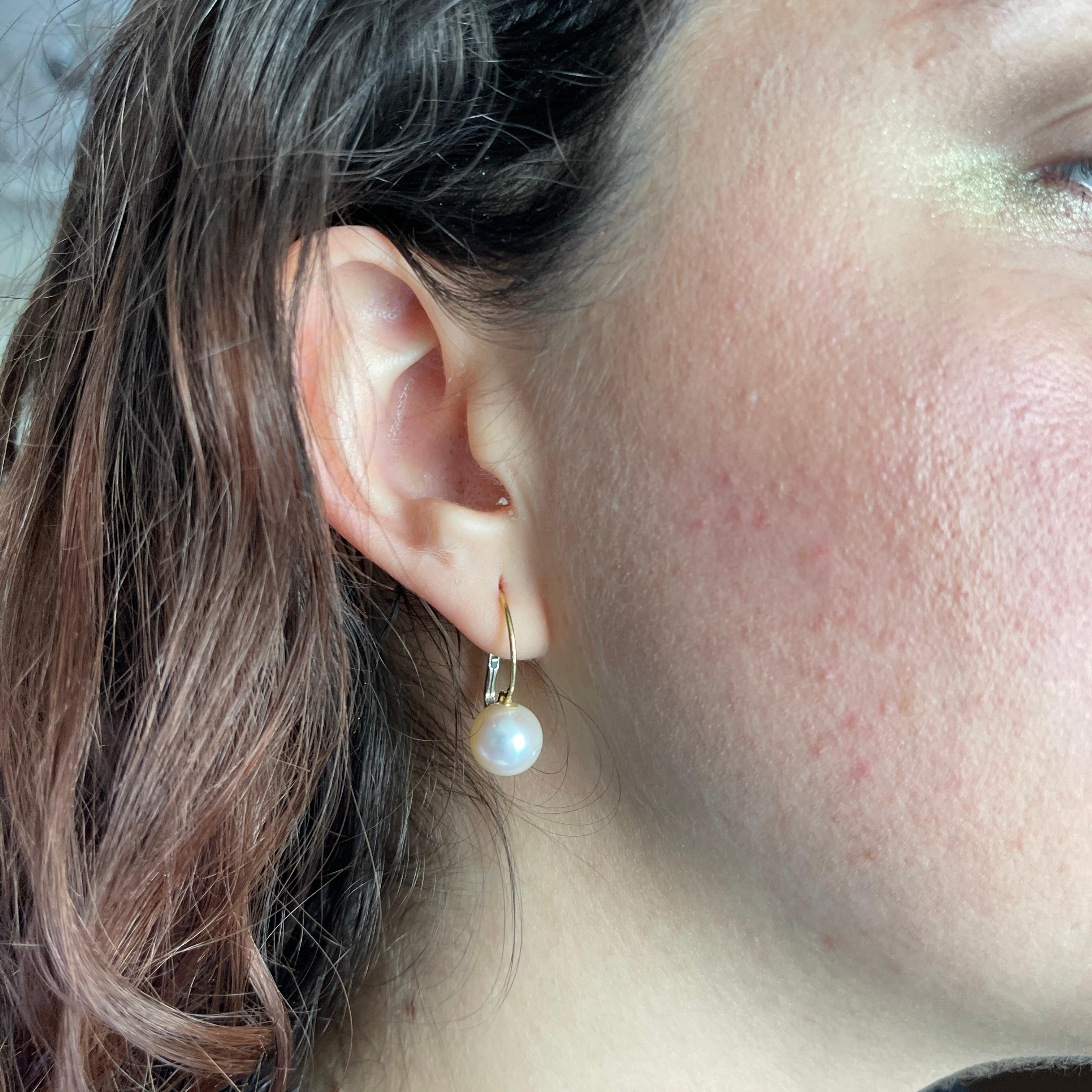 da uomo o donna Orecchini con perle in oro giallo 18K in vendita