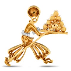 18K Yellow Gold Pearl Genie Brooch