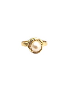 18K Yellow Gold Pearl Ring Size 6 #22898