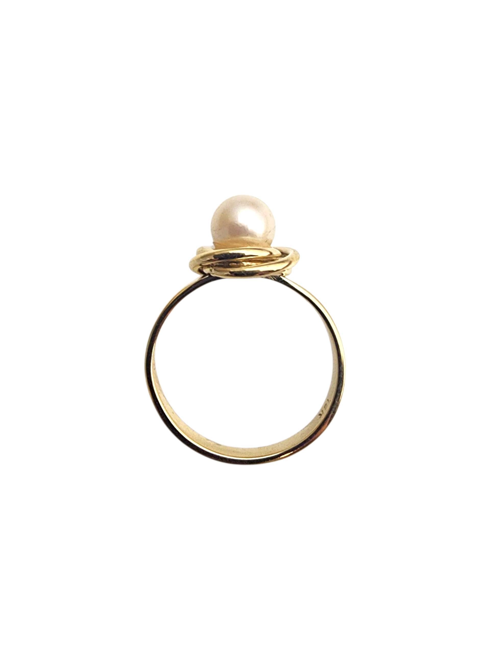 18K Yellow Gold Pearl Ring Size 6 #22898 In Good Condition For Sale In Washington Depot, CT