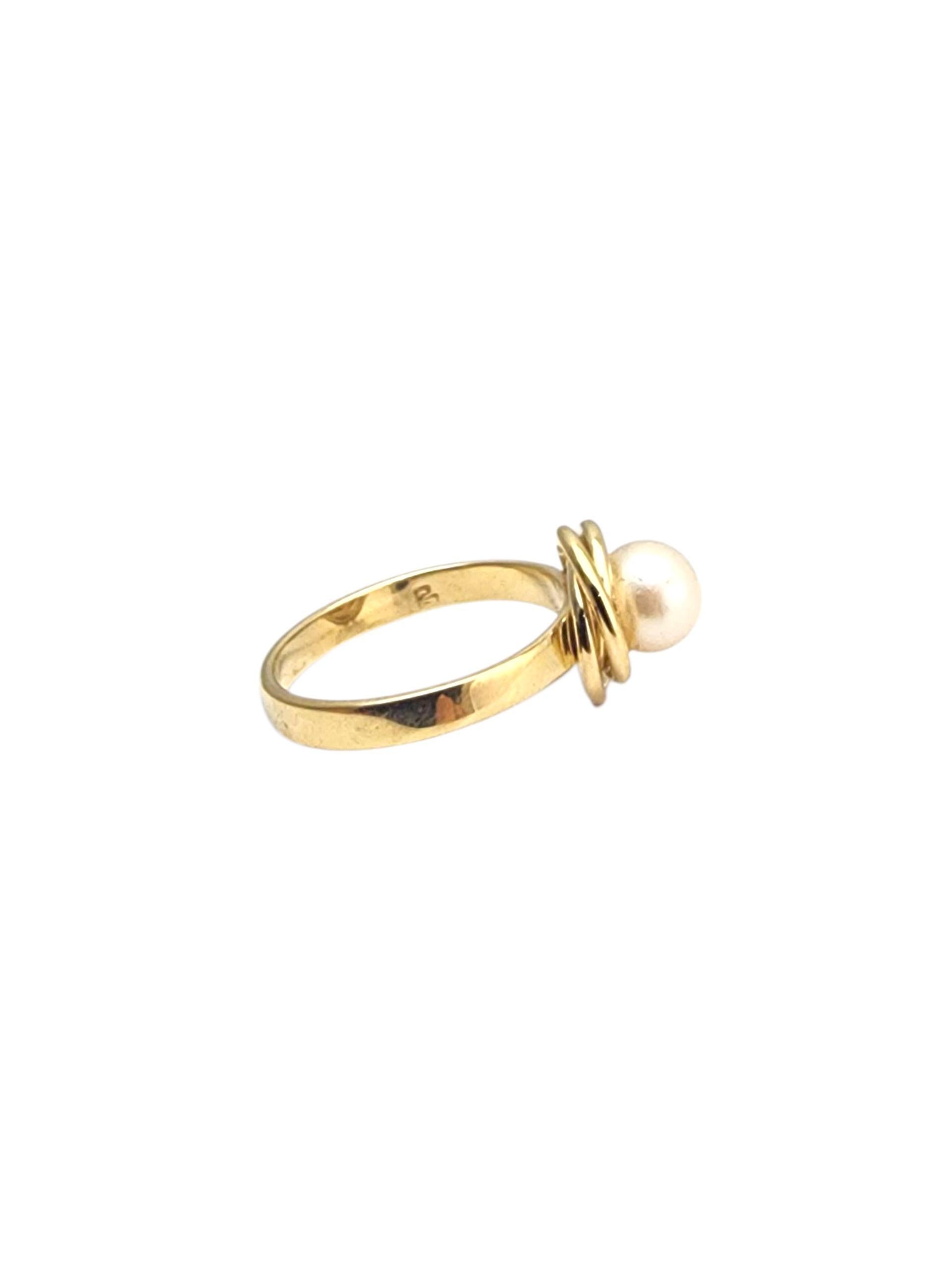 Women's 18K Yellow Gold Pearl Ring Size 6 #22898 For Sale