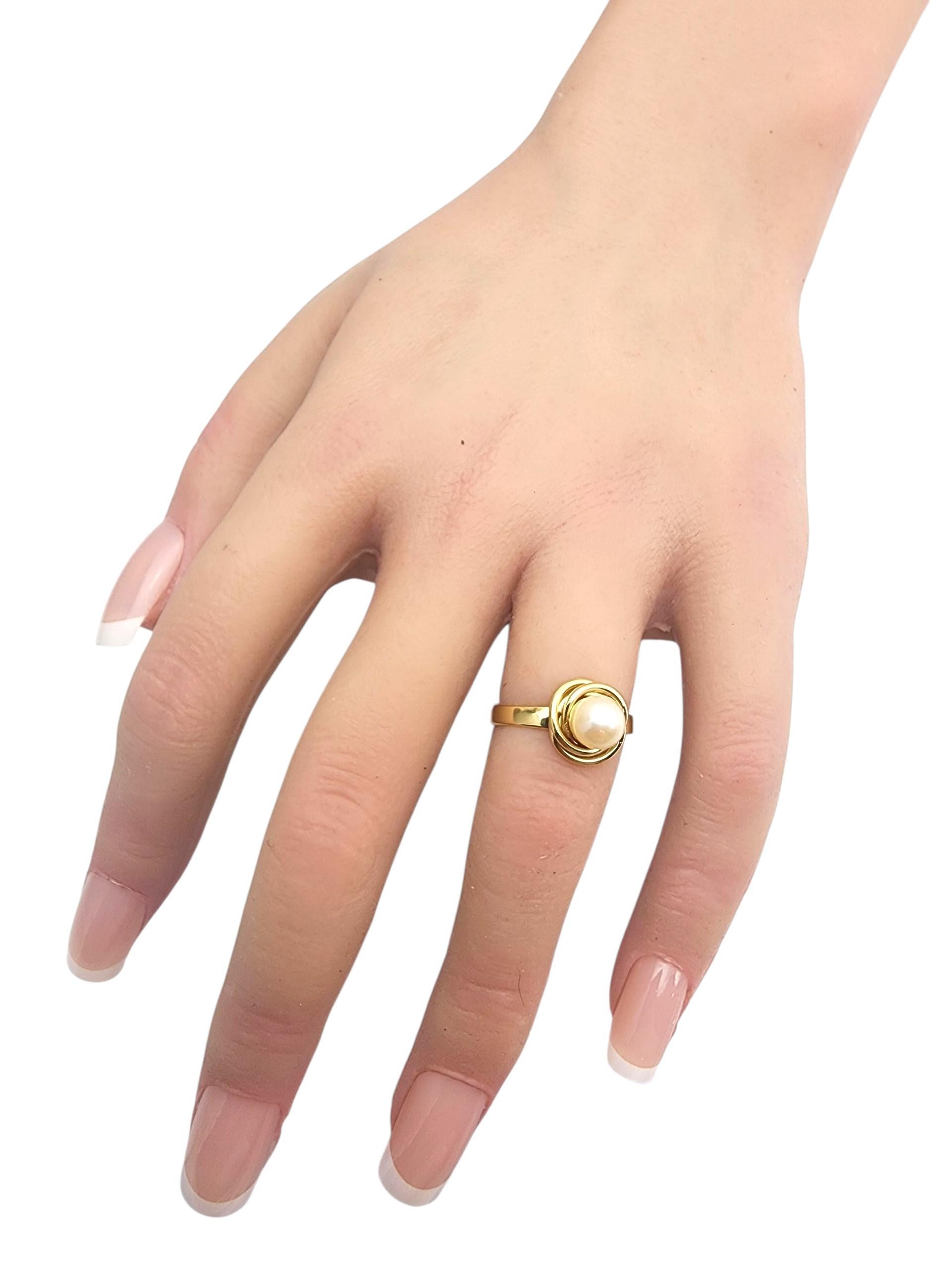 18K Yellow Gold Pearl Ring Size 6 #22898 For Sale 4