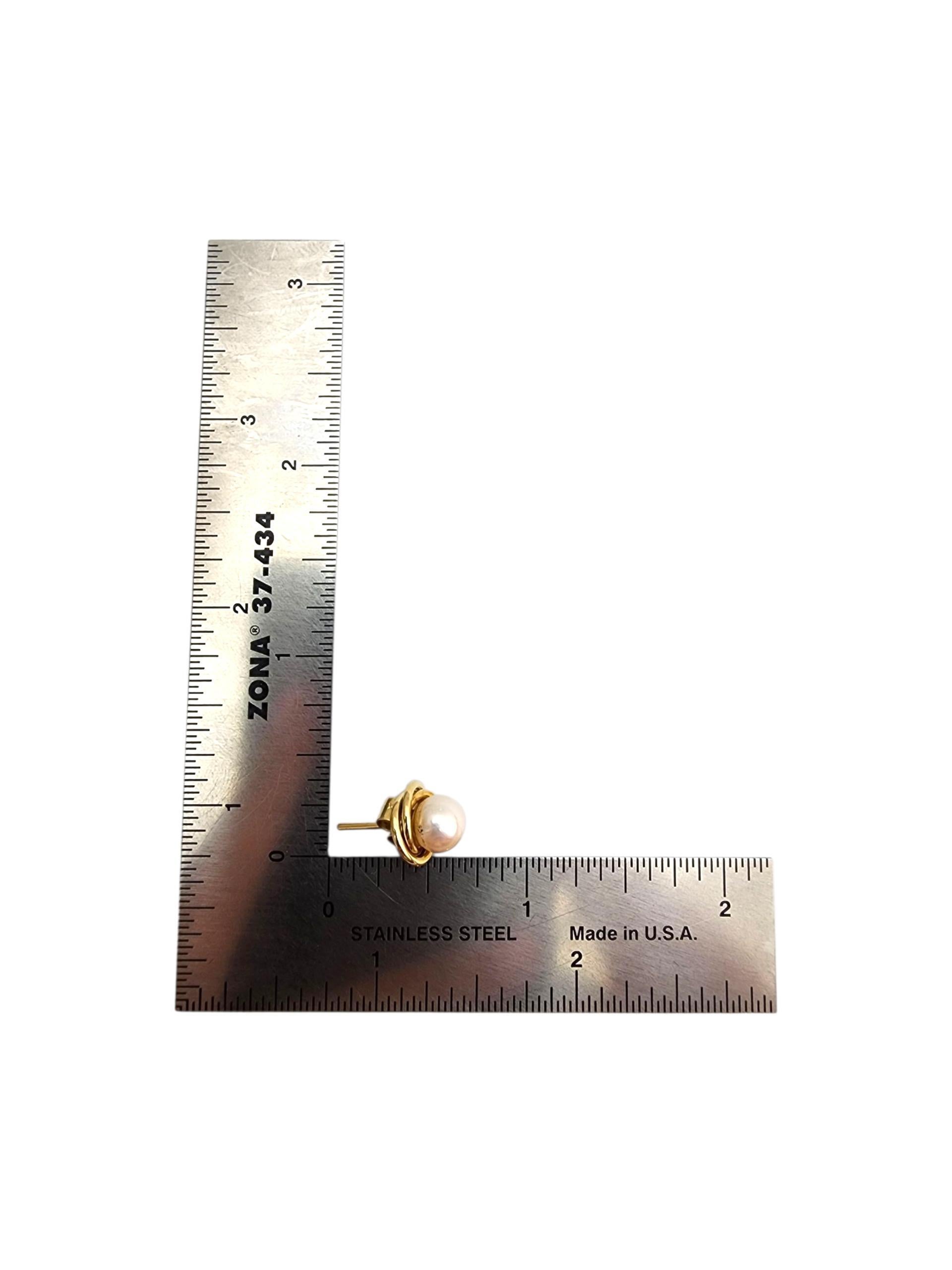 Pendientes de oro amarillo de 18 quilates con perlas #22746 en venta 1