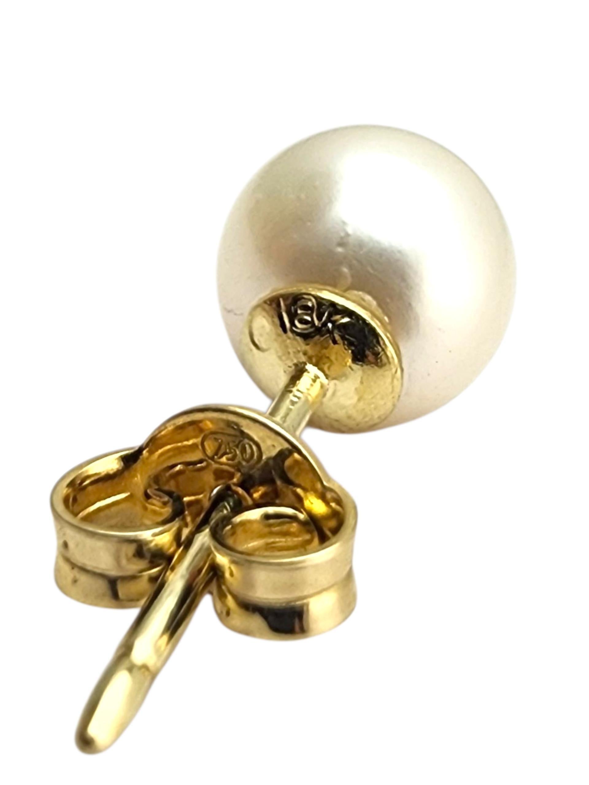 18K Yellow Gold Pearl Stud Earrings #22882 In Good Condition For Sale In Washington Depot, CT