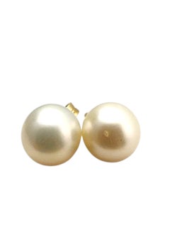 18K Yellow Gold Pearl Stud Earrings #22882
