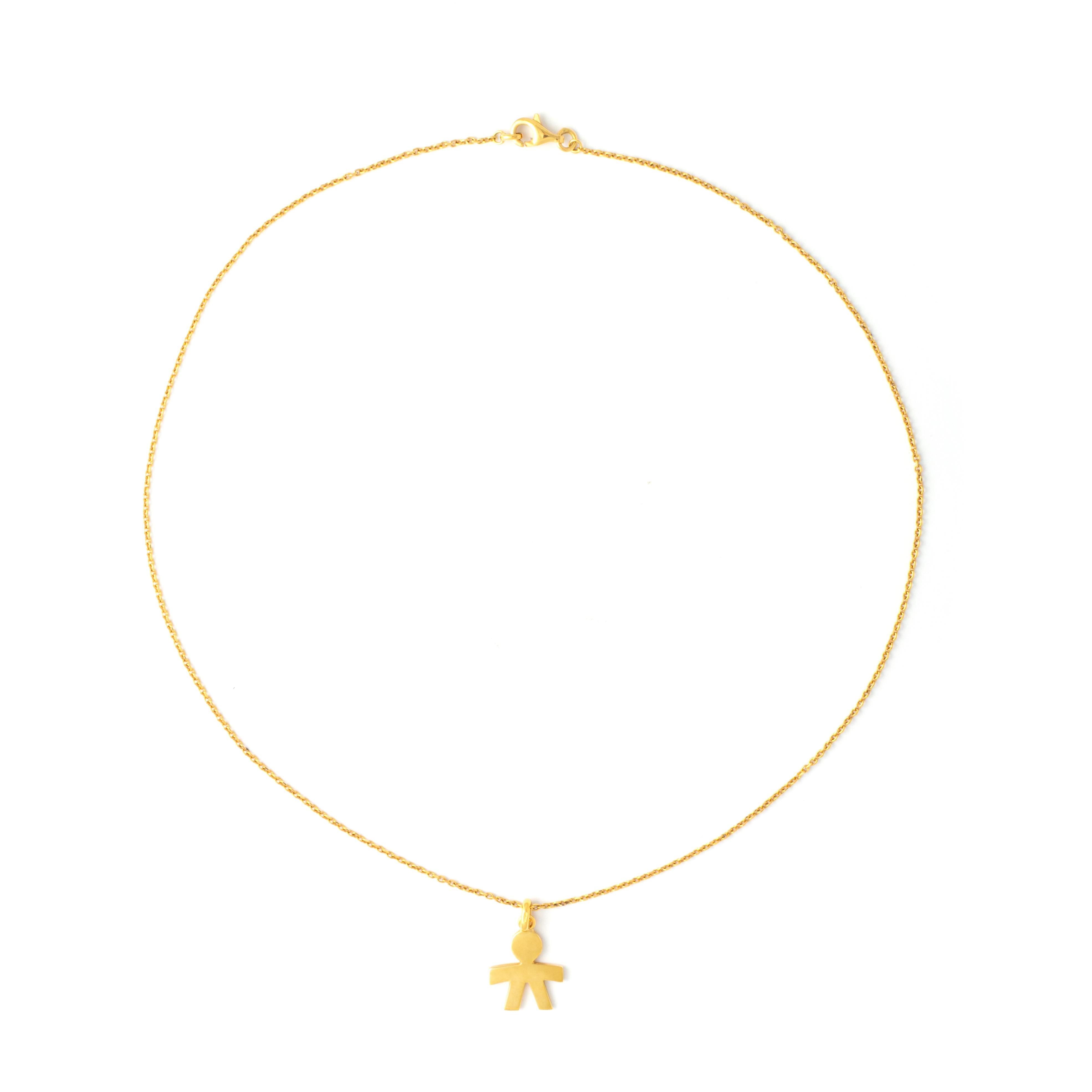 Women's or Men's 18K Yellow Gold Pendant Chain Necklace For Sale